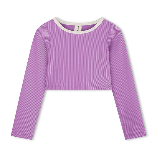 Lilac Mini Stripe Crop Rashie