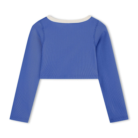 Sea Blue Mini Stripe Crop Rashie back