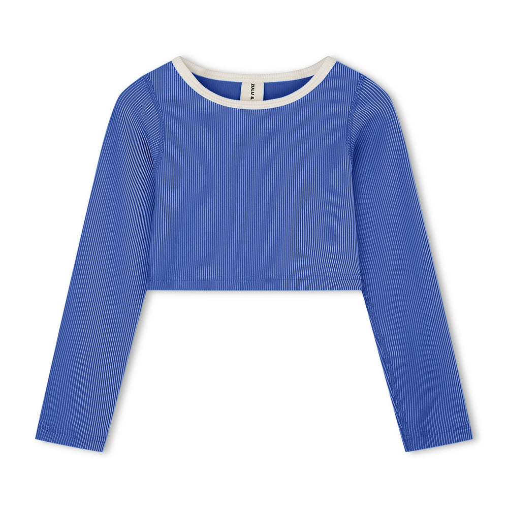 Sea Blue Mini Stripe Crop Rashie