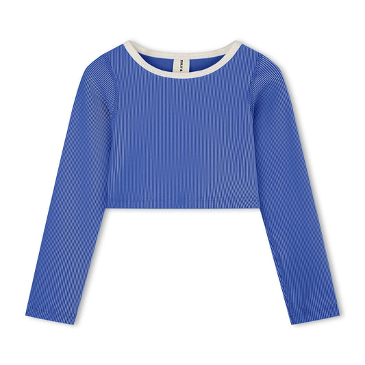 Sea Blue Mini Stripe Crop Rashie