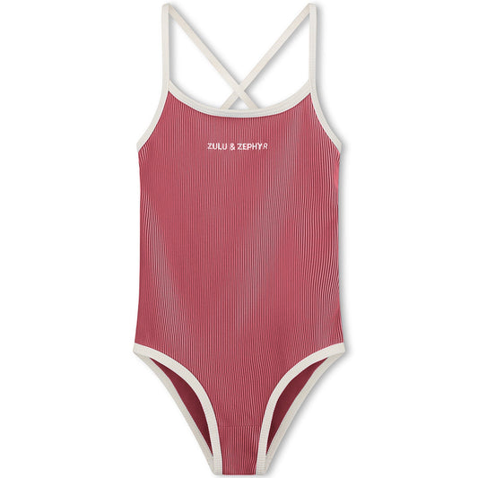 Clay Red Mini Stripe Logo One Piece