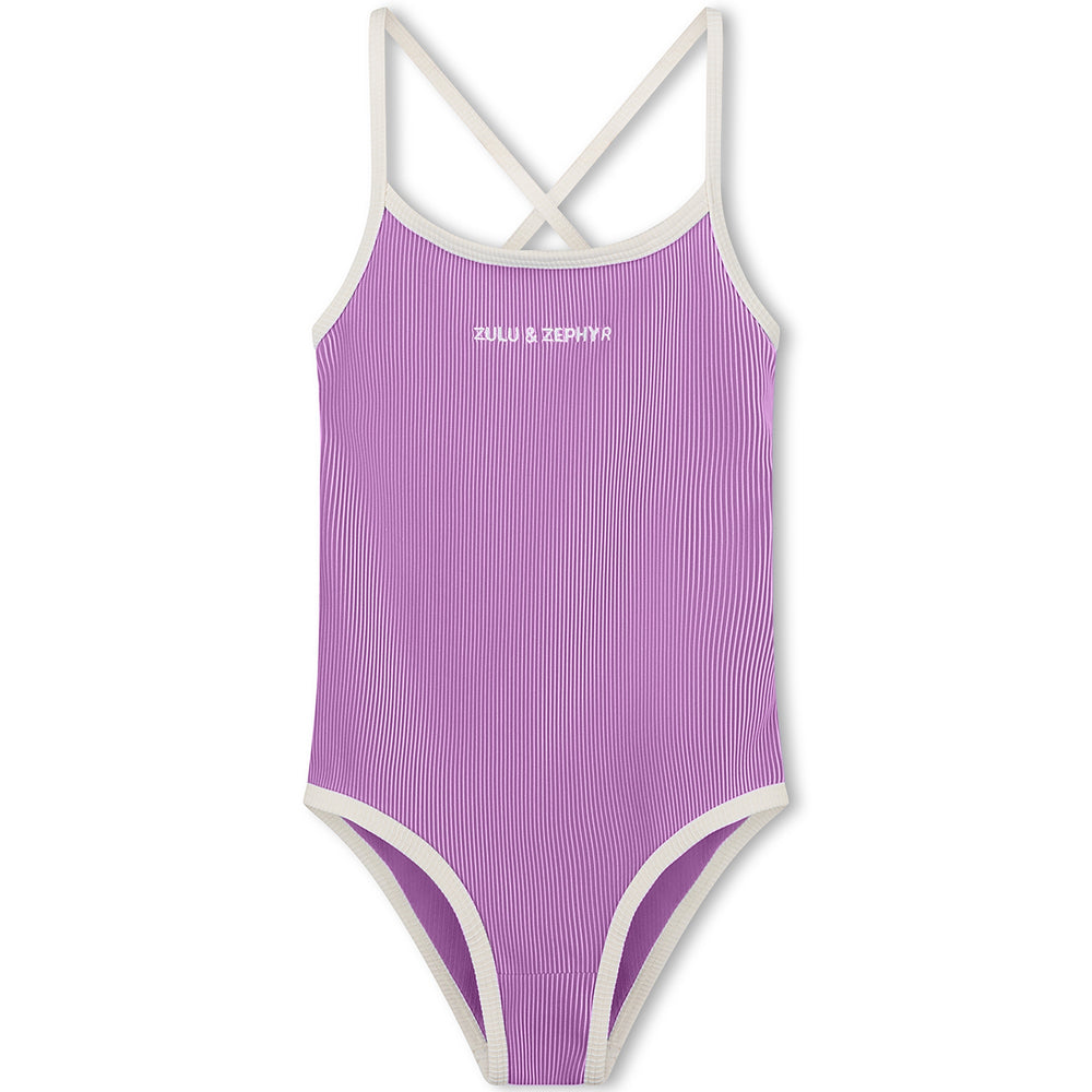 Lilac Mini Stripe Logo One Piece