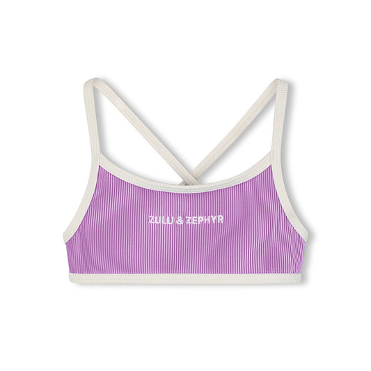 Lilac Mini Stripe Logo Bikini Top