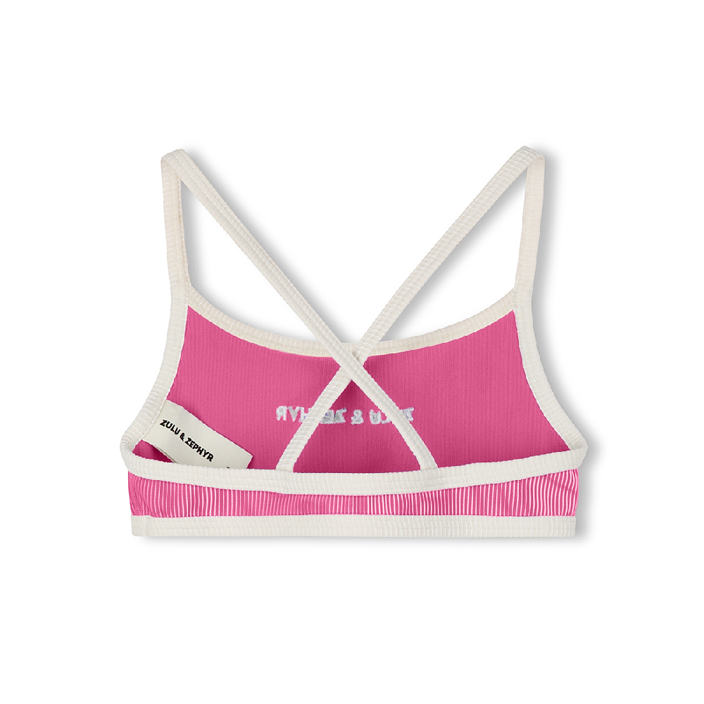 Mini Stripe Logo Bikini Top Shell Pink