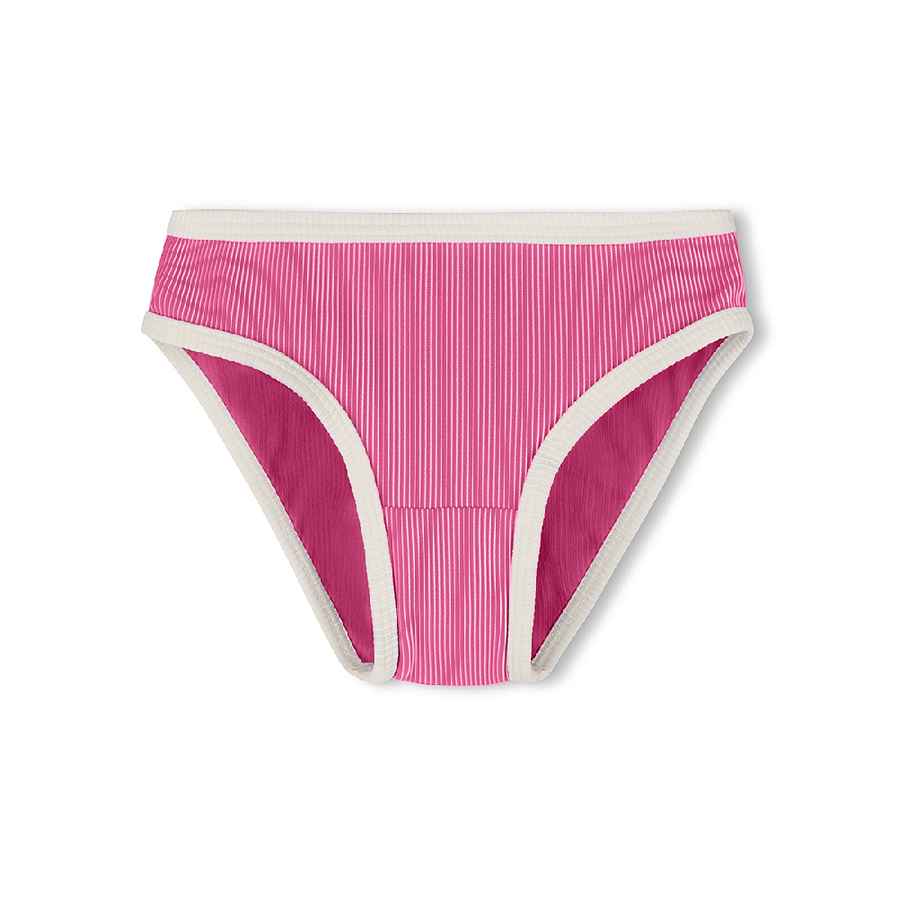 Mini Stripe Rib Bikini Bottom Shell Pink