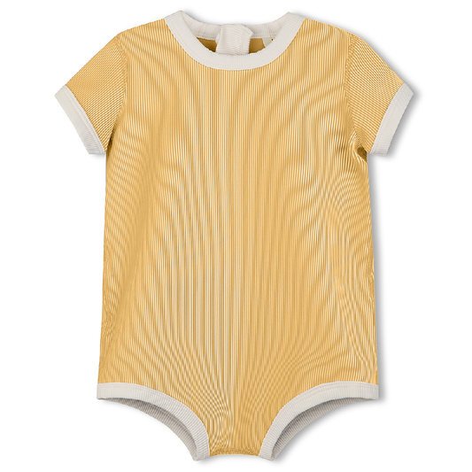 Mini Stripe Rib Infant Onesie Marigold