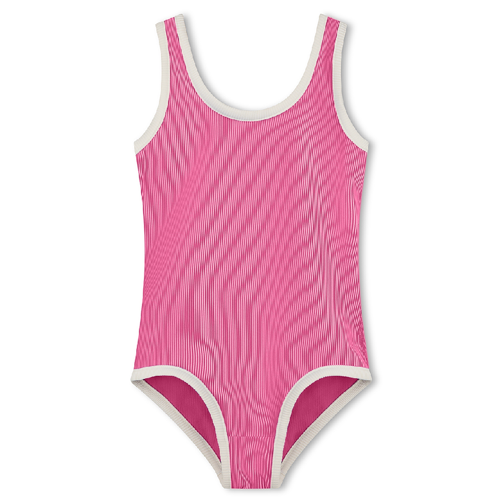 Mini Stripe Rib Scoop One Piece Shell Pink