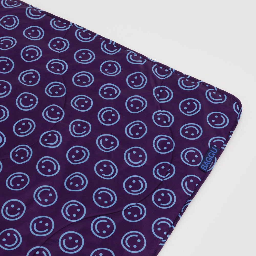 Puffy Picnic Blanket Indigo Happy