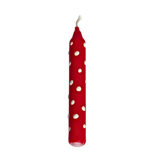 Celebration Ring Candle White Dots Red