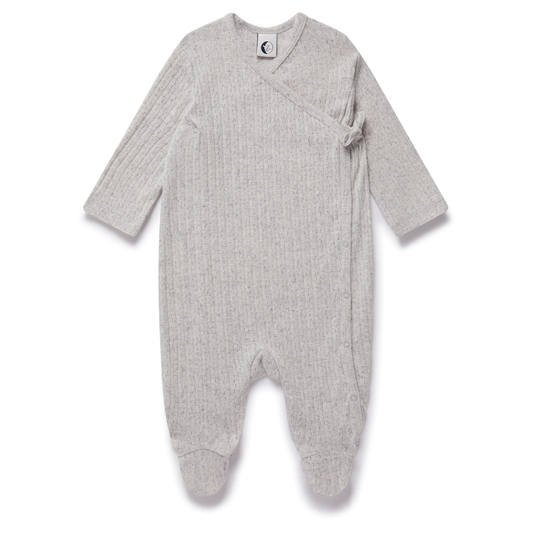 Baby Wrap Sleepsuit Pebble Pointelle