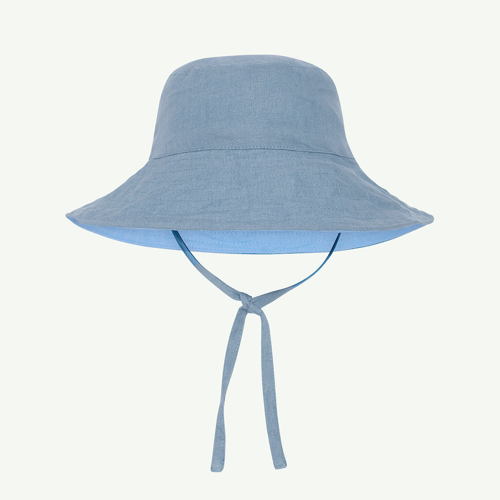 Baby Sun Hat With Ties Light Denim and Blue