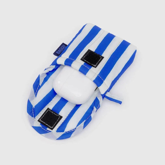 Puffy Earbuds Case Blue Painted Stripe