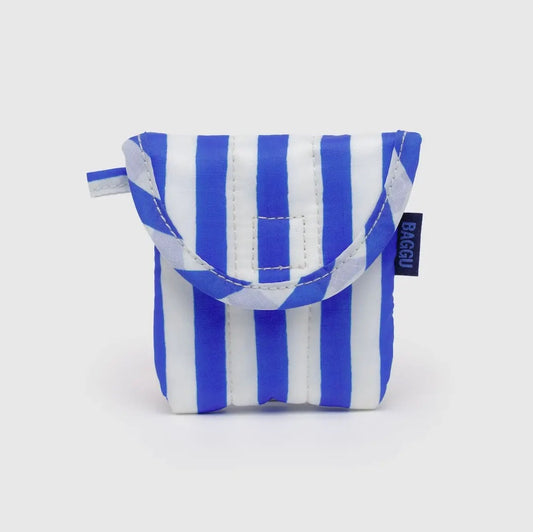 Puffy Earbuds Case Blue Painted Stripe