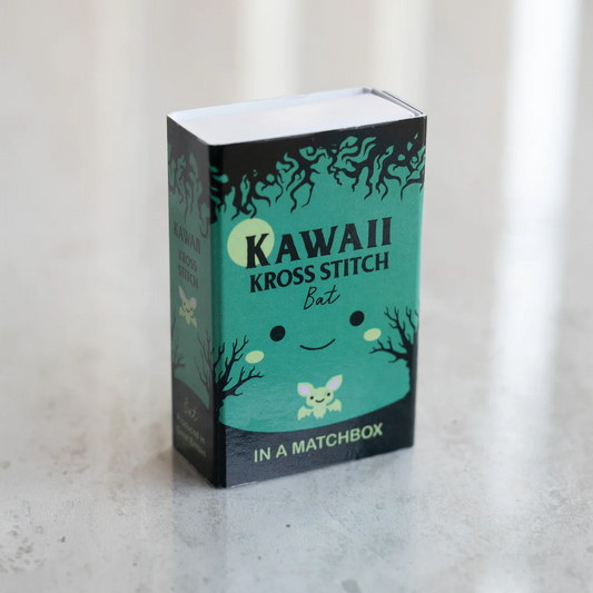 Kawaii Bat Mini Cross Stitch Kit in a Matchbox