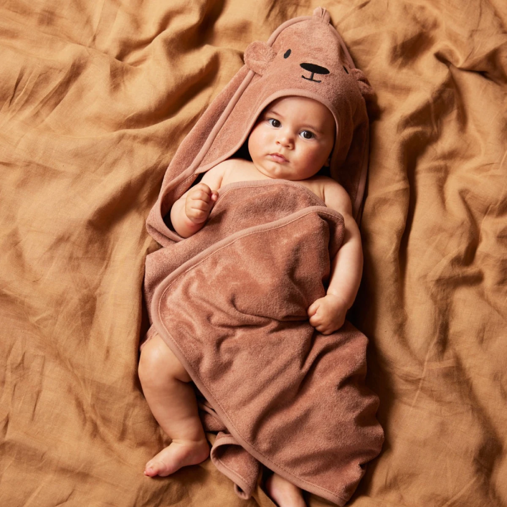 Bear Hooded Towel Hazelnut