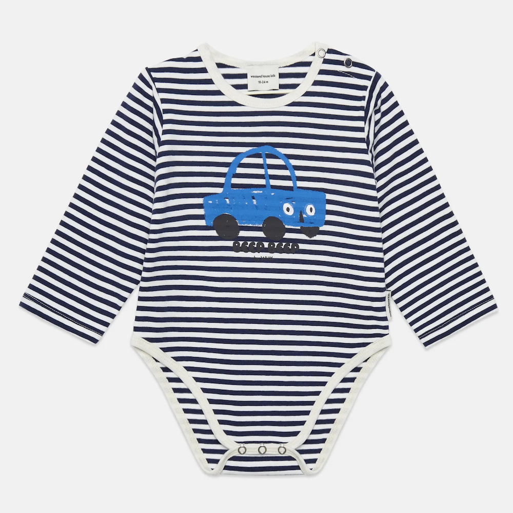 Beep Beep Stripes Baby Body - Blue