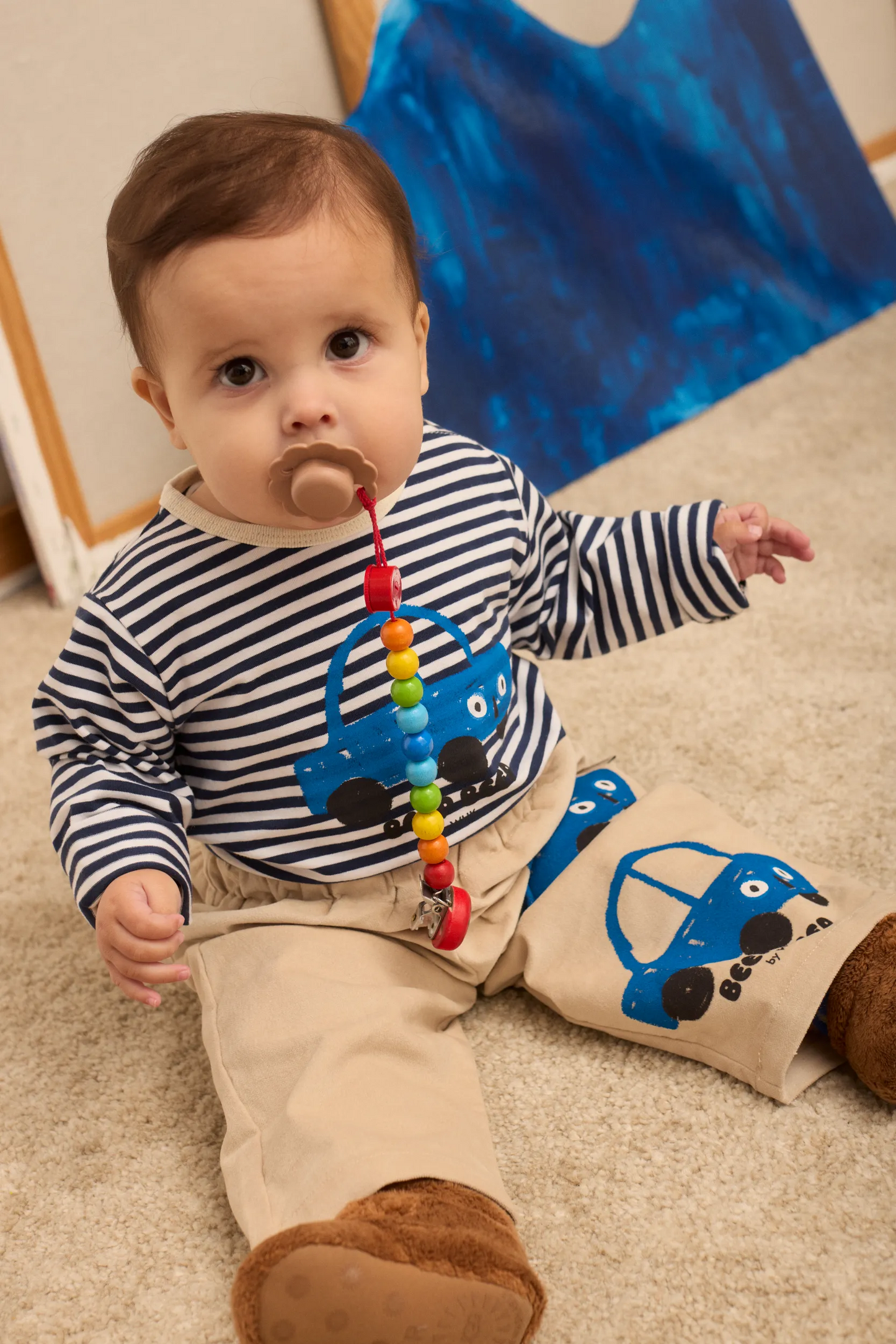Beep Beep Stripes Baby Body - Blue