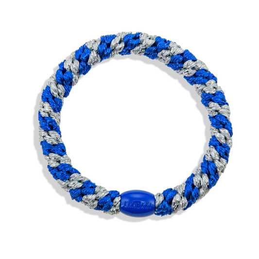 Electric Blue Glitter Silver Glitter Hair Tie