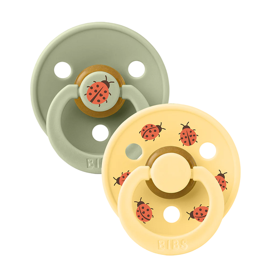 Bibs Dummy Ladybug Sage/ Pale Butter Round
