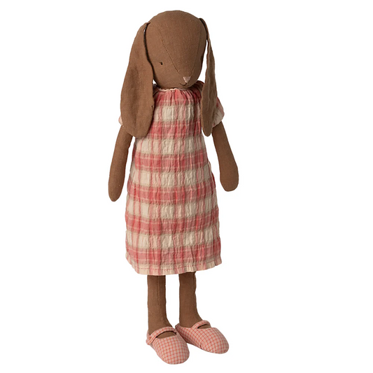 Chocolate Brown Bunny Size 3 With Checkered Dress