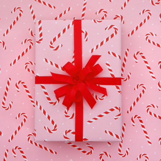 Wrapping Paper 10m Candy Cane Pink - Store Pick Up Only
