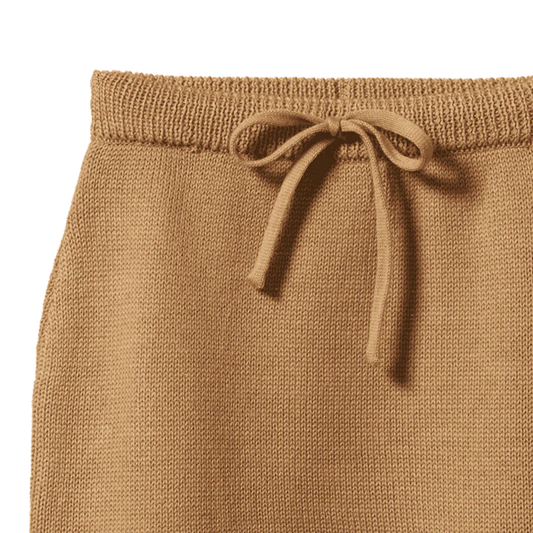 Merino Knit Footed Rompers Caramel