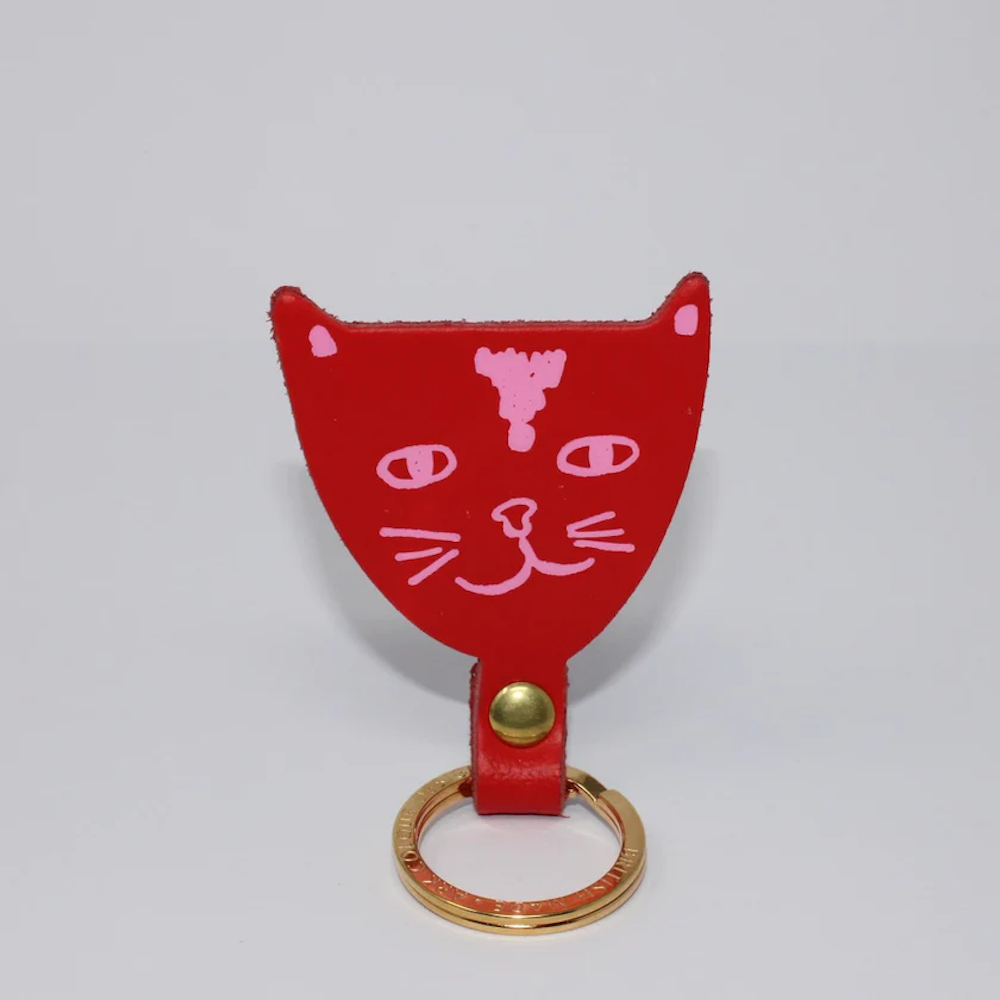 Cat Head Key Fob Red