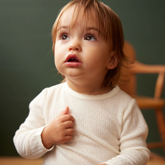 Merino Pointelle Long Sleeve Cloud Tee