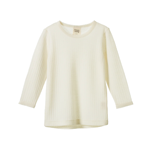 Merino Pointelle Long Sleeve Cloud Tee