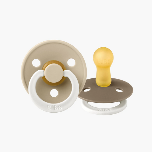 Bibs Dummy Twin Pack Glow Vanilla/Dark Oak Round