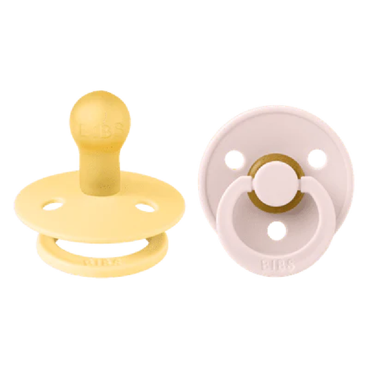 Bibs Dummy Twin Pack Pale Butter/Petal Round
