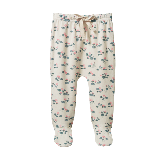Cotton Footed Rompers Waterlilies Print