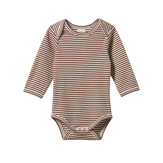 Cotton Long Sleeve Bodysuit Pinecone Stripe