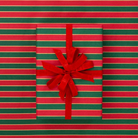 Wrapping Paper 10m Nutcracker Stripe Dark Green/Red - Store Pick Up Only