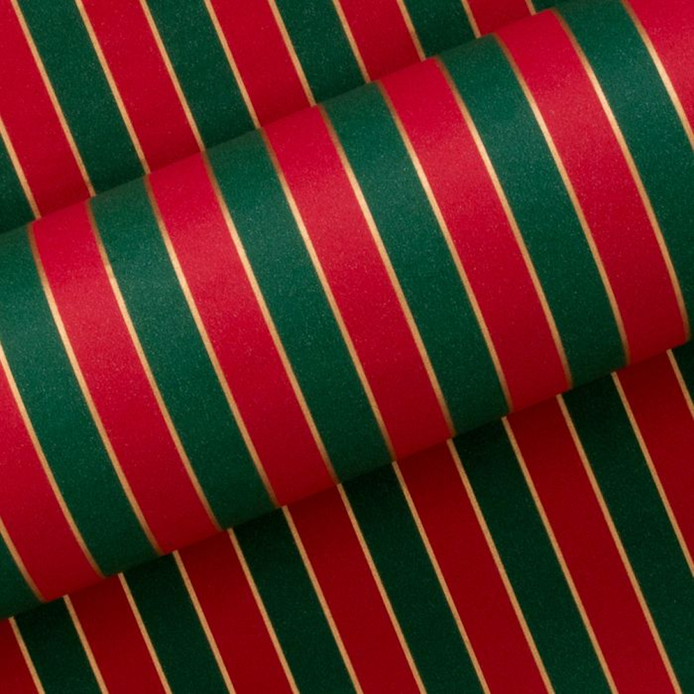 Wrapping Paper 10m Nutcracker Stripe Dark Green/Red - Store Pick Up Only