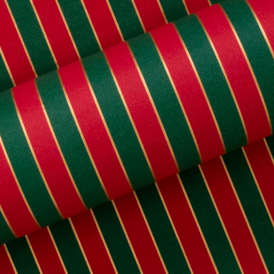 Wrapping Paper 10m Nutcracker Stripe Dark Green/Red - Store Pick Up Only