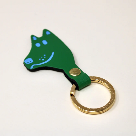Dog Head Key Fob Green