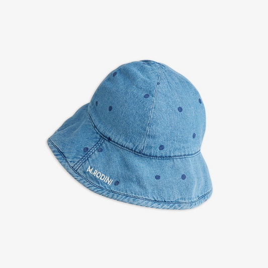Dotted Denim Sun Hat Blue