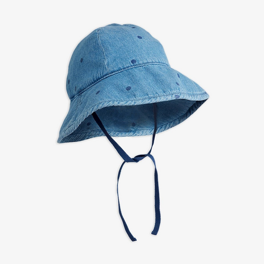 Dotted Denim Sun Hat Blue
