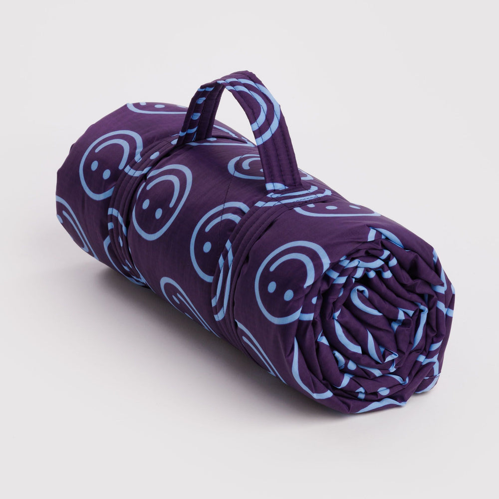 Puffy Picnic Blanket Indigo Happy