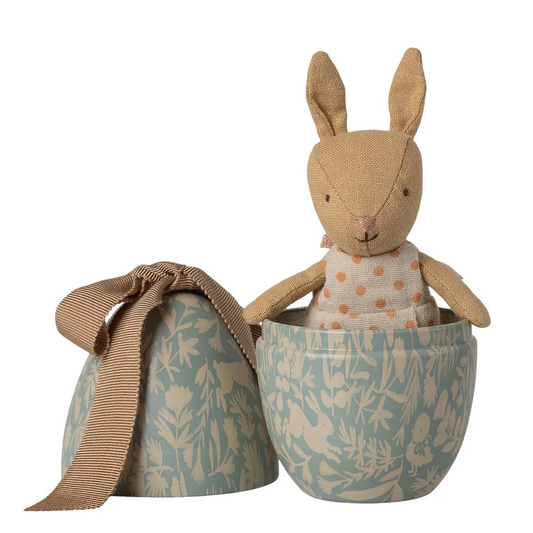 Easter Egg Small With Micro Rabbit Dusty Blue