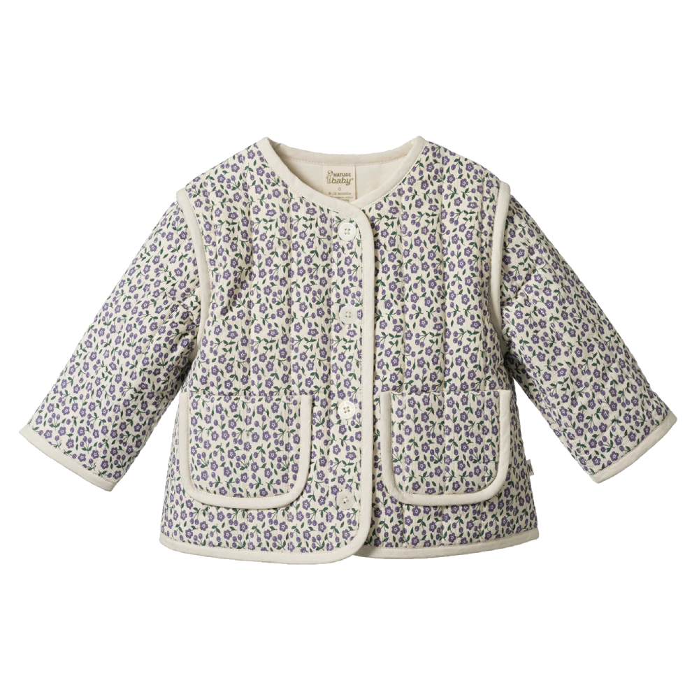 Edith Quilted Jacket Briarwood Heron Print