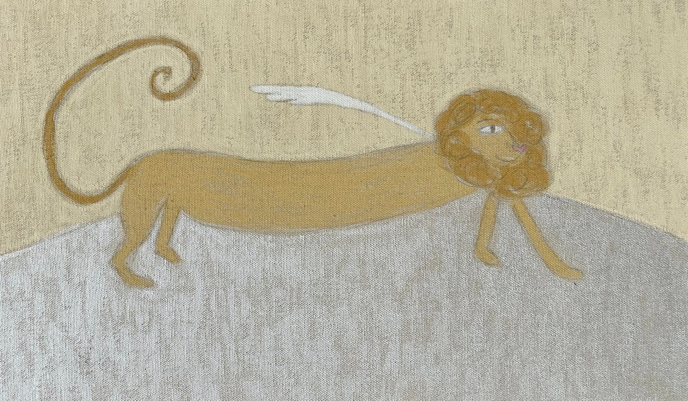 Caramelo Lion Original Framed Painting