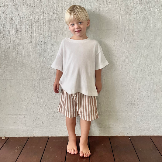 Cotton Shorts Fudge Stripe