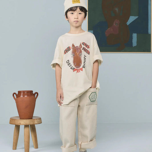 Collie Kid T-Shirt Raw White - model front