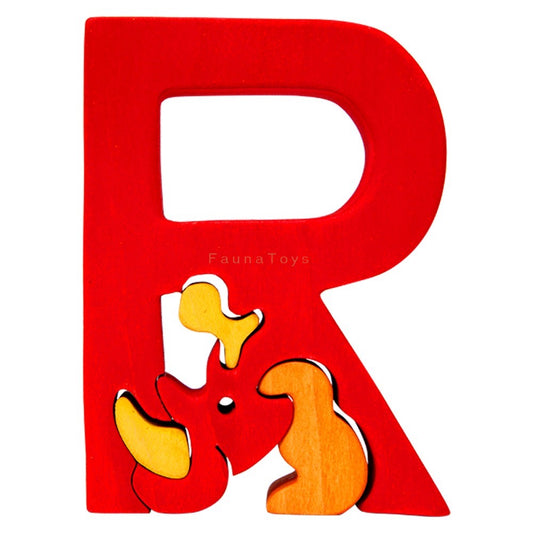 Wooden Puzzle R - Rhino