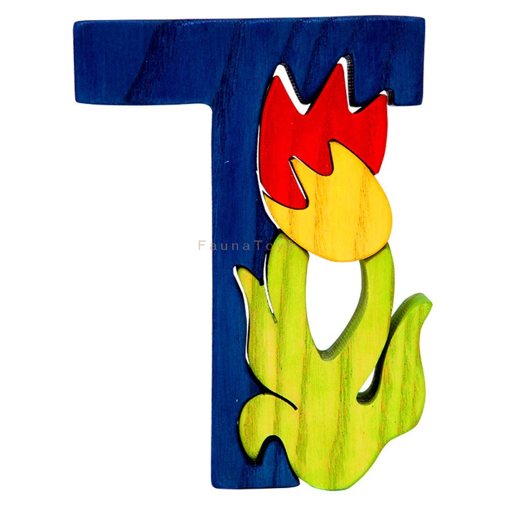 Wooden Puzzle T - Tulip