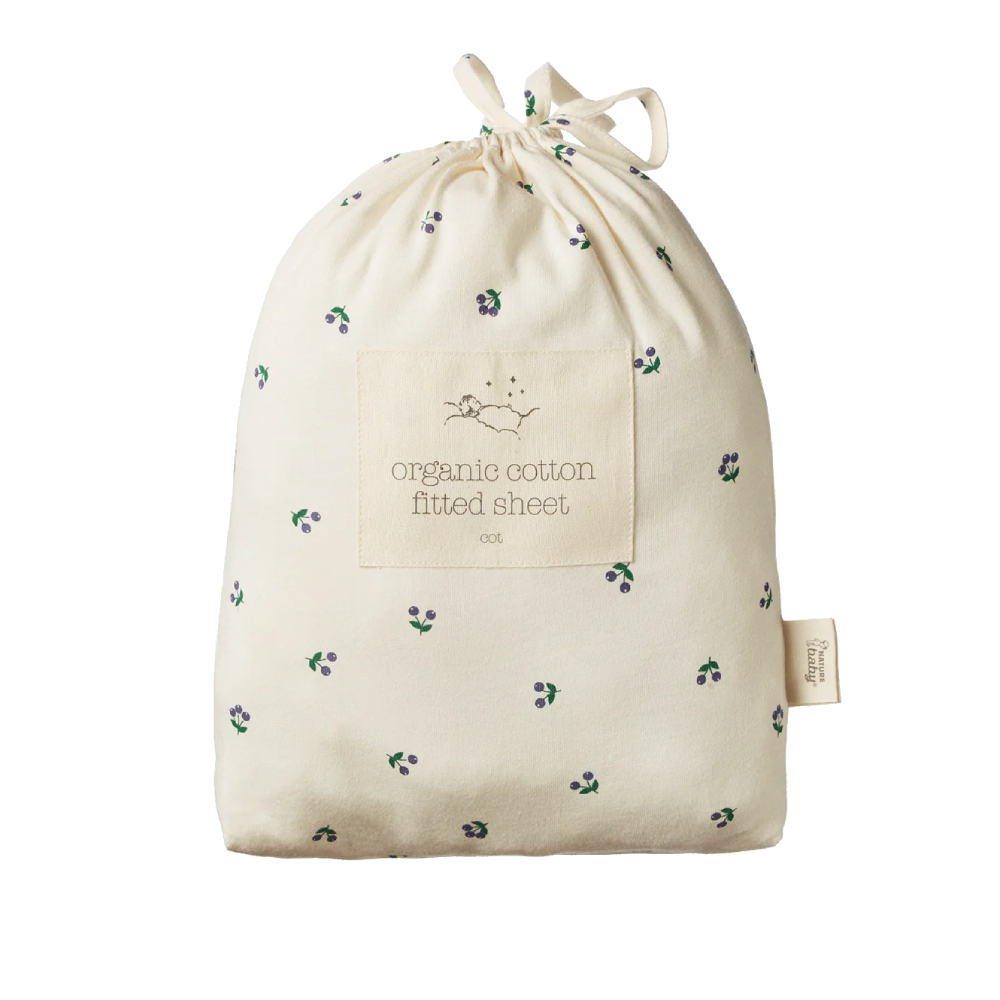 Fitted Cot Sheet Jersey Winter Berry Print