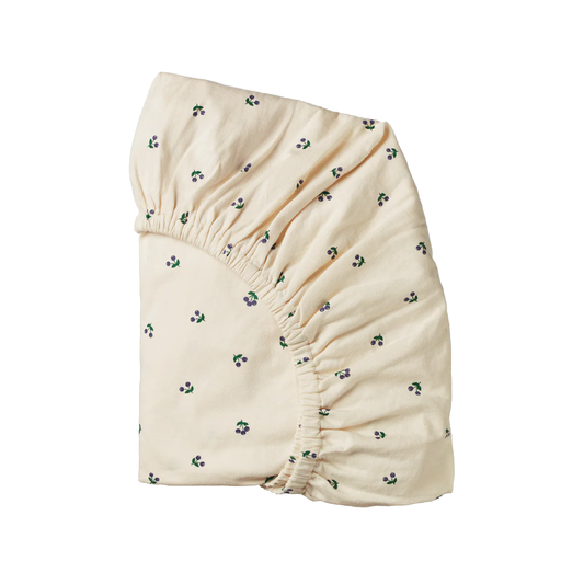 Fitted Cot Sheet Jersey Winter Berry Print