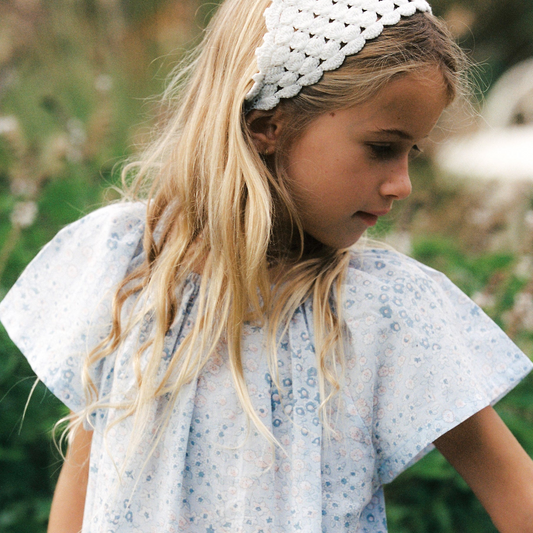 Flutter Dress in Baby Blue Vintage Flower